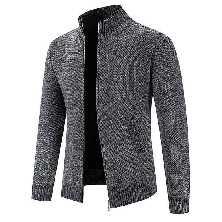 BVnarty Jackets for Men Long Sleeve Stand Collar Solid Color