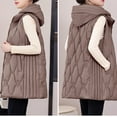 thumbnail image 3 of FNFHFY Long Puffer Vest Women Plus Size Lightweight Sleeveless Quilted Jacket Solid Slim Fit Puffy Jackets Zip Up Winter Coat with Hood, 3 of 8