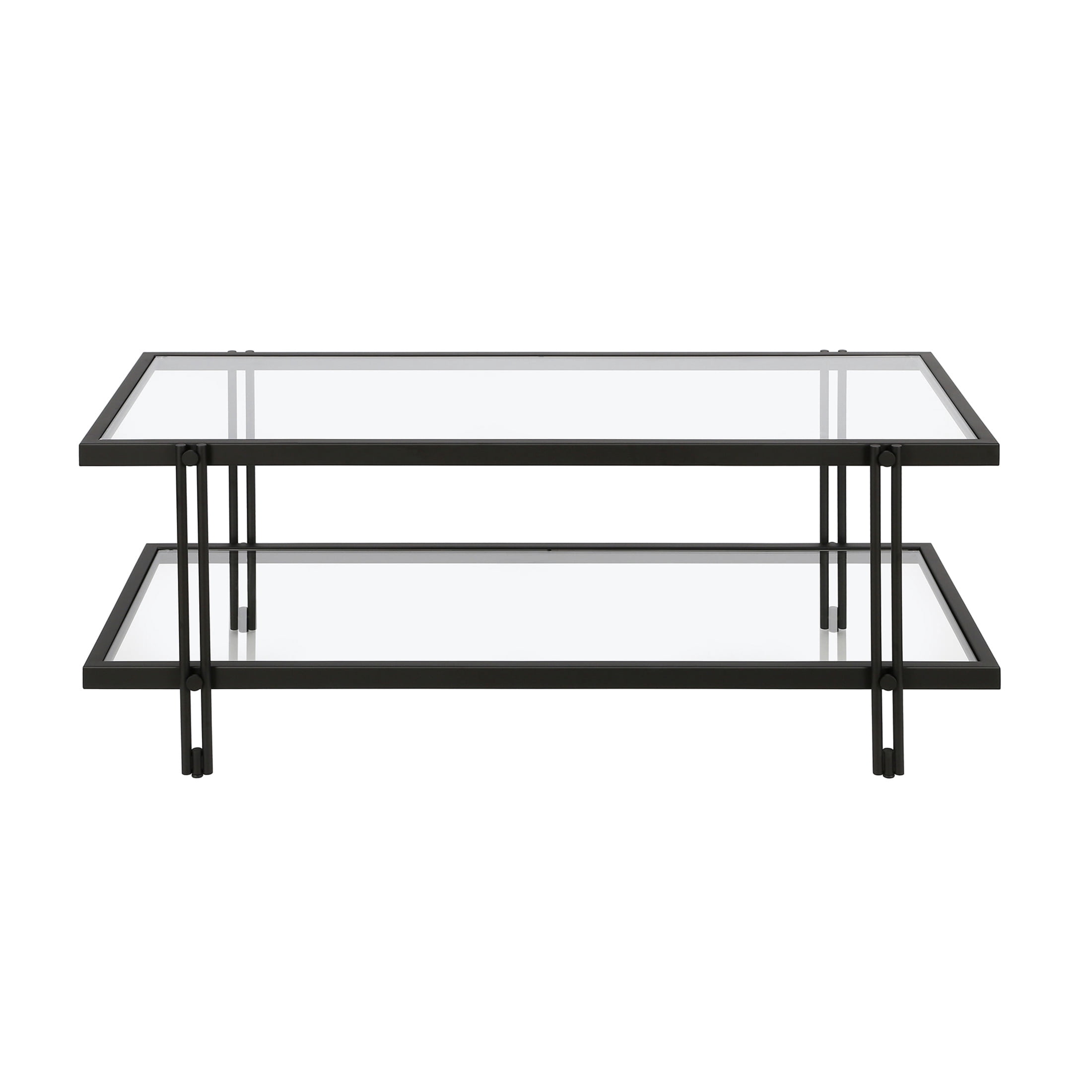 Evelyn&Zoe 17" Contemporary Clean Lined Metal Coffee Table in Black/Bronze Finish