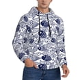 thumbnail image 2 of Picia Blue Fish1 Pattern Casual Men's Hoodie - Lightweight Hooded Sweatshirt with Kangaroo Pocket, Comfortable Pullover for Everyday, Travel-3X-Large, 2 of 7