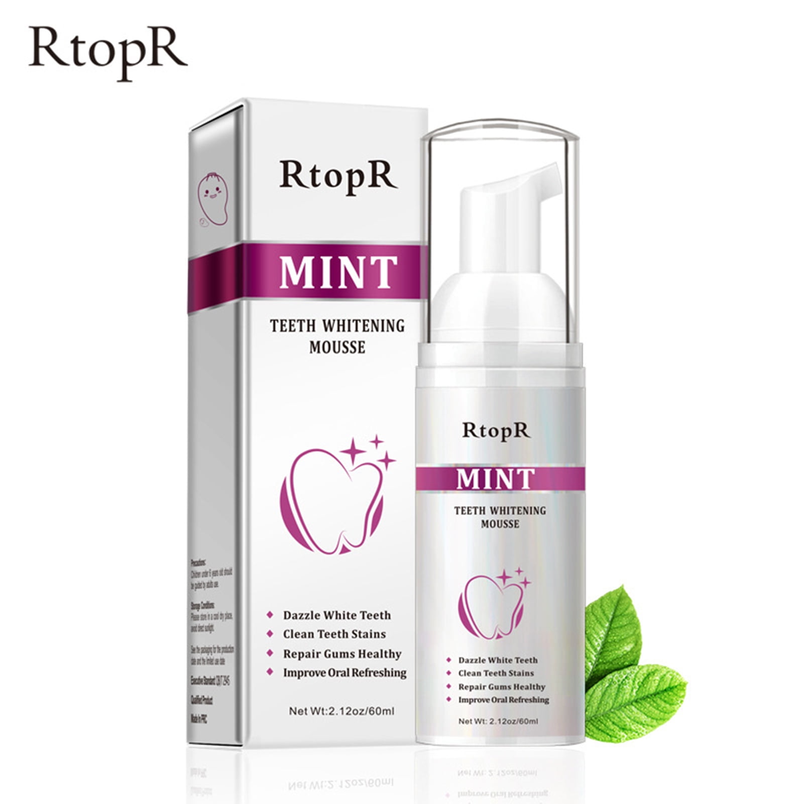 Rtopr Mint Whitening Mousse 60mlbottle Removal Plaque Tooth Stain