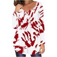thumbnail image 1 of Camiseta informal para mujer, blusa estampada de manga larga con cuello redondo y fruncido Fridja  fjkfkj2118, 1 of 6