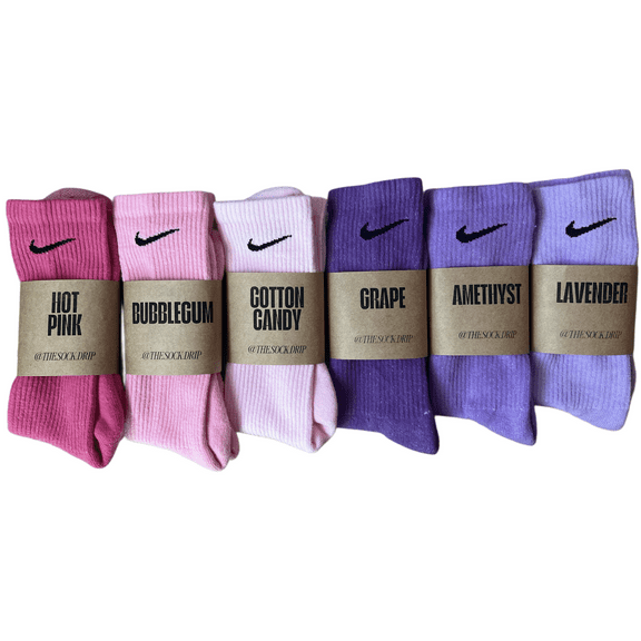 Purple & Pink Pack Nike Crew Socks Dri Fit, Adult Unisex Large, 6 - Pack