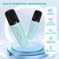 thumbnail image 4 of Mini karaoke portátil para niños con dos micrófonos inalámbricos y altavoz Bluetooth con luces LED que incluye cuatro efectos de voz y cancelación de vocales ideal para fiestas y regalos en color azul, 4 of 8