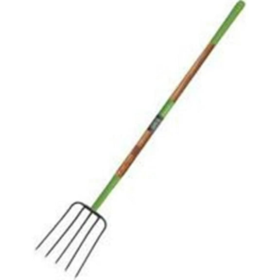 Ames 2826800 Series Manure Fork, 5-Tine, Steel Tine, Wood Handle, 61 in L Handle