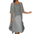 thumbnail image 2 of Weiqiqre Cardigans pour Femmes Tailles Plus, Robe Sans Manches Décontractée en Dentelle à Col Rond pour Femmes, Ensemble Deux Pièces en Chiffon Uni Offres, 2 of 8