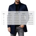 thumbnail image 4 of Men's Pea Coat Slim Fits Winter Trench Overcoat,Stand Collar Button Front Outerwear with Pocket,Dress Jacket For Business Office Casual Warm Wear,Blue,XXL, 4 of 4