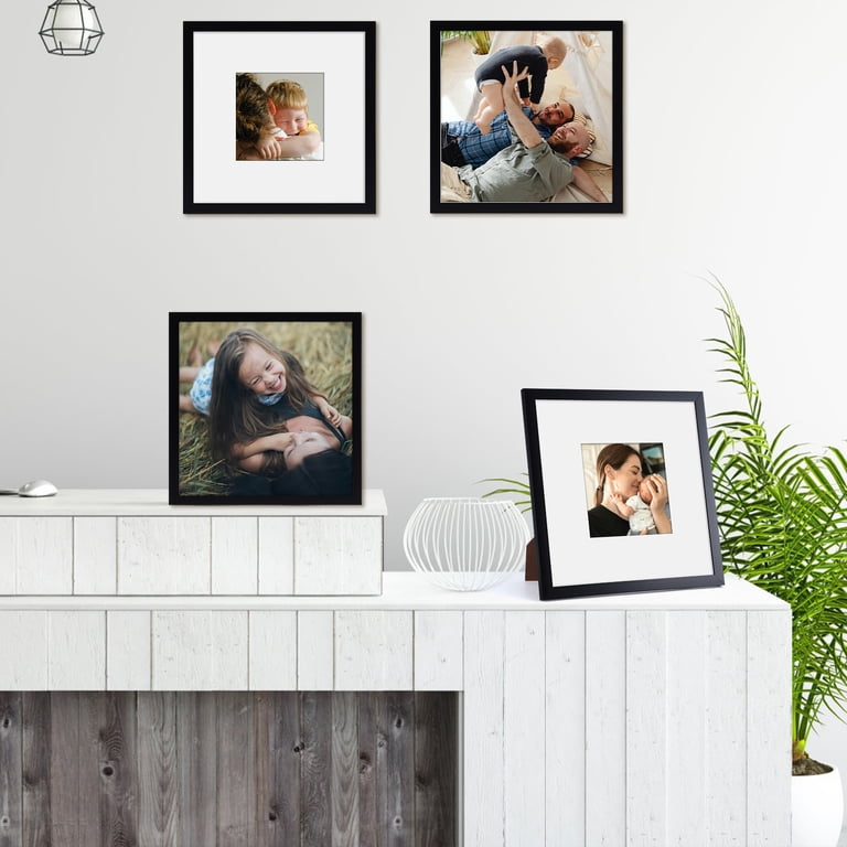 Ditwis, Square Picture Frame Set, Black, 8x8 or 4x4 Matted