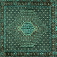 thumbnail image 1 of Ahgly Company Machine Washable Indoor Square Persian Turquoise Blue Traditional Area Rugs, 4' Square, 1 of 4