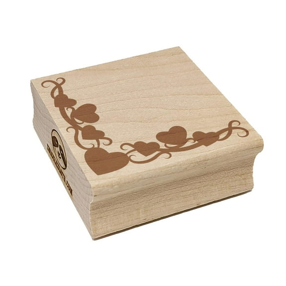 Swirly Heart Corner Border Square Rubber Stamp Stamping Scrapbooking Crafting - Small 1.25in