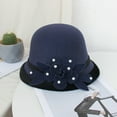 thumbnail image 2 of Dyfzdhu Women Autumn Winter Flowers Round Top Casual Fisherman Bucket Cap Small Bowler Hat Blue, 2 of 3