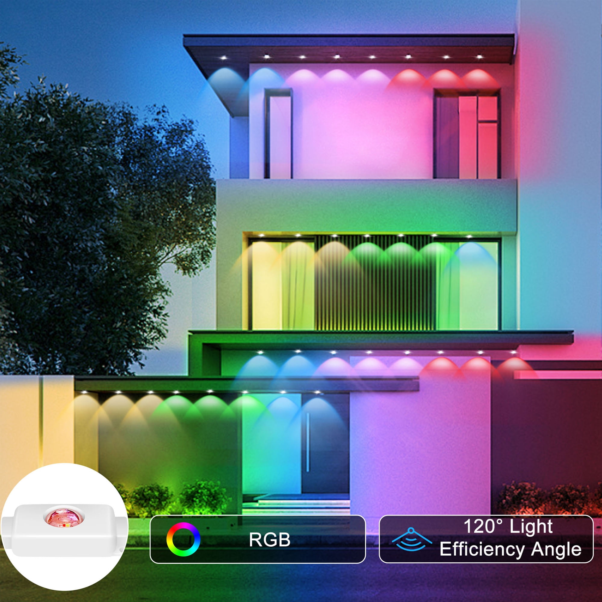Permanent Outdoor Lights, 50ft 30LEDs Smart RGB Eaves Lights with App Control, IP67 Waterproof for Christams, Patry, Outdoor Decorations