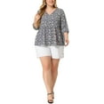 thumbnail image 2 of NOMADIC NOOK Women's Plus Size Babydoll Floral 3/4 Sleeve Peplum Hem Casual Blouses, 2 of 5