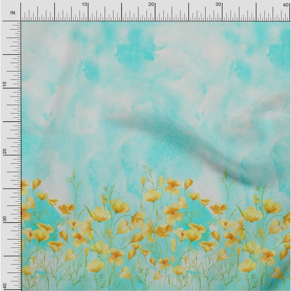 oneOone Georgette Viscose Fabric Leaves & Flower Panel Decor Fabric Printed BTY 42 Inch Wide