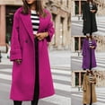thumbnail image 4 of Lovskoo Womens Winter Coats Elegant Pea Coat Notched Lapel Collar Double Breasted Long Sleeve Wool Blend Overcoat Hot Pink, 4 of 8