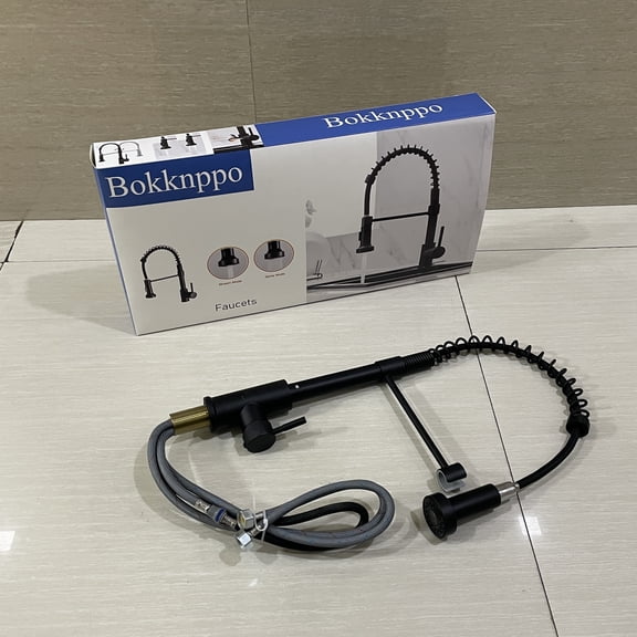 Bokknppo Faucets,Black Kitchen Faucets, Kitchen Faucet with Pull Down Sprayer, High Arc Single Handle Stainless Steel Sink Faucets 1 or 3 Hole, Classic Kitchen Sink Faucets