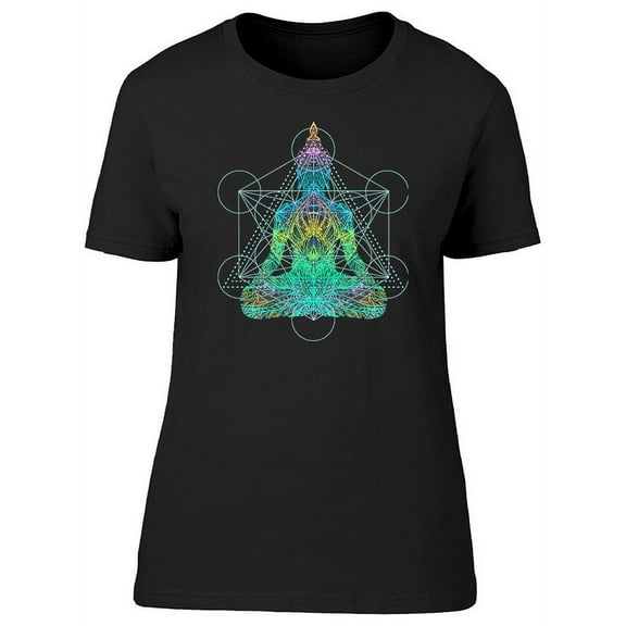 Buddha Over Hexagon Mandala T-Shirt Women -Image by Shutterstock, Female x-Large