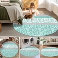thumbnail image 5 of Round Rugs 3Ft, Turquoise Floral Round Area Rug Washable Indoor Throw Carpet, Botanical Blossom Motif Boho Grey Stripes Small Non Slip Circle Rug for Bedroom Living Room Home Decor Aesthetic, 5 of 8