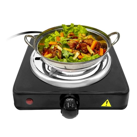 Electric Hot Plate for Cooking, 1000W Electric Burner with 5 Level Temperature Control, Portable Stove for Home Dorm Office Kitchen Camping Single Burner Stainless Steel Electric Cooktop, Black