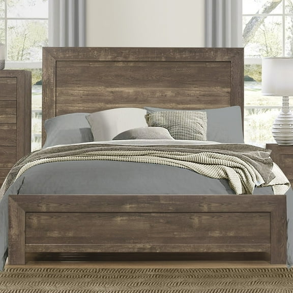 Tcbosik Full Size Platform Bed, Wood Bed Frame with Headboard and Footboard for Bedroom, Easy Assembly, Rustic Brown