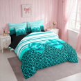 thumbnail image 3 of Erosebridal Leopard Satin Bow Ribbon Twin Bedding for Girls, Cheetah Animal Print Lace Bedding Comforter Set, Black Reversible 7 Pieces, 3 of 6