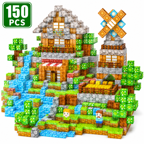 Magnetic Blocks 150PCS(Forest Castle), 1” Magnetic Building Blocks STEM Toys for Kids Ages 3 , Boys Girls Toddler Birthday Gifts