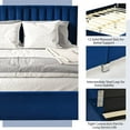 thumbnail image 6 of Costway Upholstered Bed Frame Full Size Modern Platform Bed with Vertical Channel Headboard No Box Spring Needed Navy, 6 of 9
