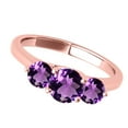 thumbnail image 3 of Aonejewelry Women's 2.25 Carat Three Stone Amethyst Ring in 10k Rose Gold, 3 of 4