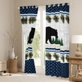 thumbnail image 3 of Farmhouse Decor,Rustic Black Bear Window Curtains 2 Panels 52"Wx63"L,Blue Checkered Buffalo Plaid Blackout Curtains,Woodland Lodge Cabin Pine Trees Pinecone Curtains & Drapes, 3 of 6