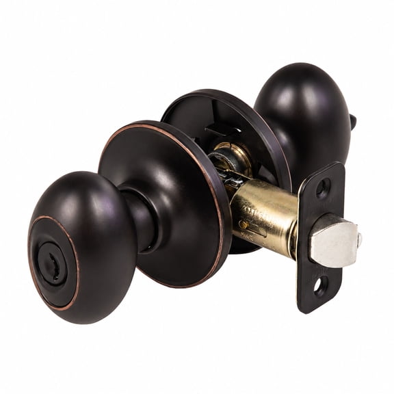Oil Rubbed Bronze Egg Keyed Entry Door Knob, Left and Right Hand, ANSI Grade 3, Fits 1-3/8 in. to 1-3/4 in. Doors