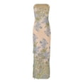 thumbnail image 4 of Bodycon Maxi Dress for Women Floral Print Ruffles Slit Tube Dress Evening Party Cocktail Dress, 4 of 6