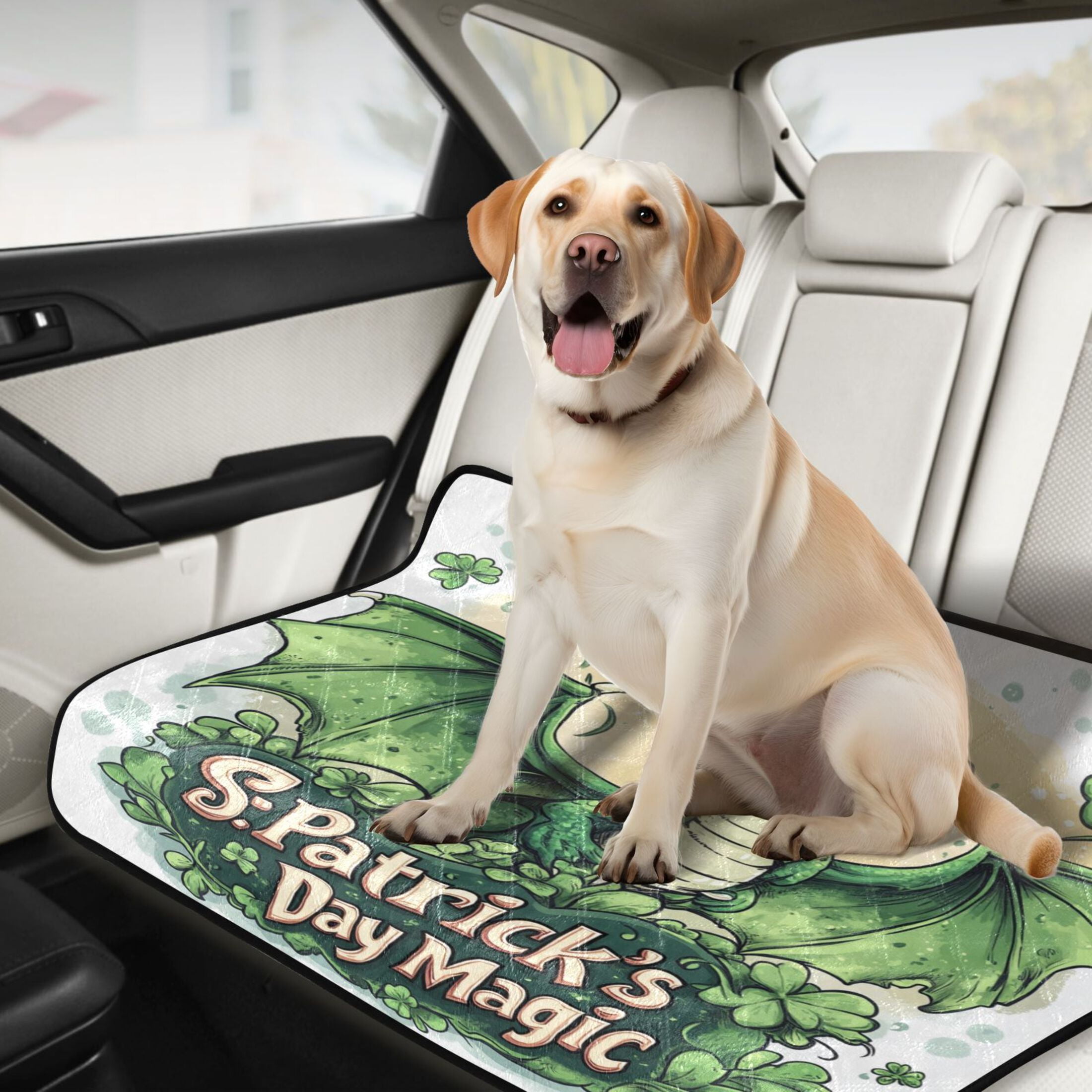 Qxltty Stpatricks Day Green Ceratopsian Cat litter Pads Pet Set of 2 Diaper Mats Center Anti-leakage Layer Absorbent Soft and Comfortable