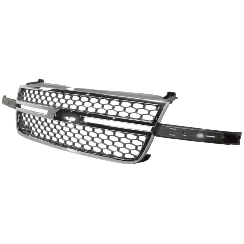 For Chevy Silverado 3500 Classic Grille Assembly 2007 | Honeycomb | Plastic | Chrome Shell / Painted Gray | w/o Center Bar | HD Model | GM1200546 | 12335956