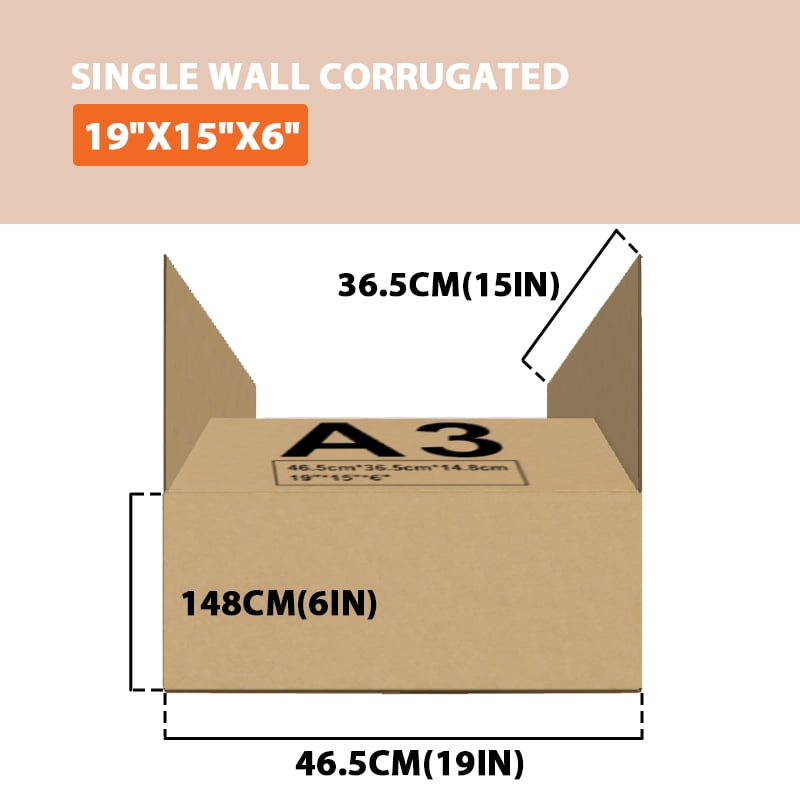 25-Pack Packaging Cartons - 19"x15"x6" Corrugated Boxes for Shipping & Storage