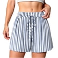 thumbnail image 4 of Admvng Womens Casual Striped Shorts Drawstring Waist Everyday Wear, 4 of 7