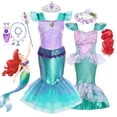thumbnail image 2 of 2023 Vestido de sirenita para niñas Disfraz de princesa Ariel de Disney Vestido con volantes de encaje Niños Fiesta de cumpleaños de Halloween Traje de cosplay 5-6T (Etiqueta 130) Gao Jinjia LED, 2 of 2