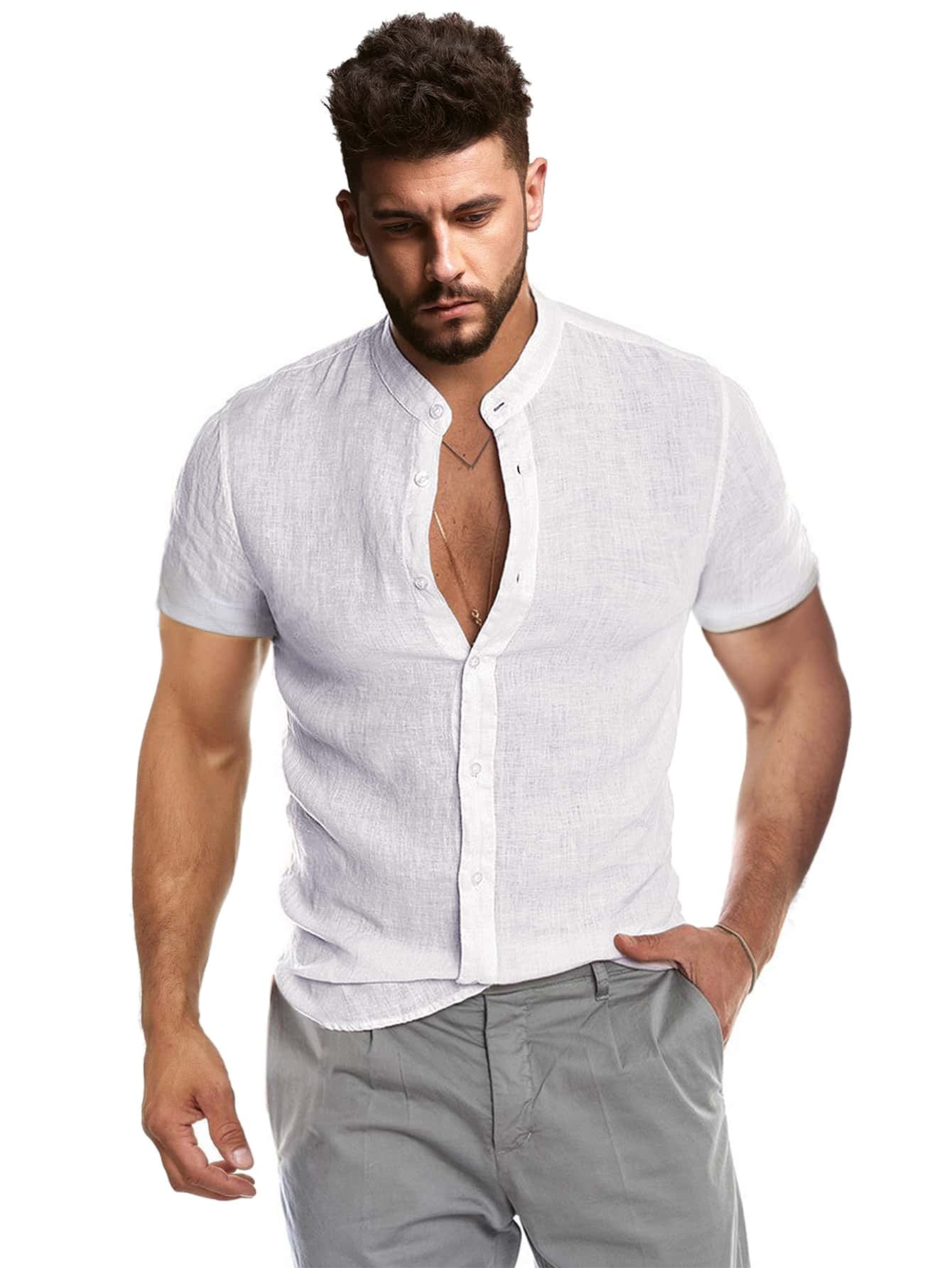 mock neck button up