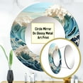 thumbnail image 3 of Designart "Waves in Kinetic Blue I" Beach & Ocean Rund Mirror For Wall Decor - Large Teal Round Printed Mirror - Coastal Round Mirror 29" x 29" Inch, 3 of 5
