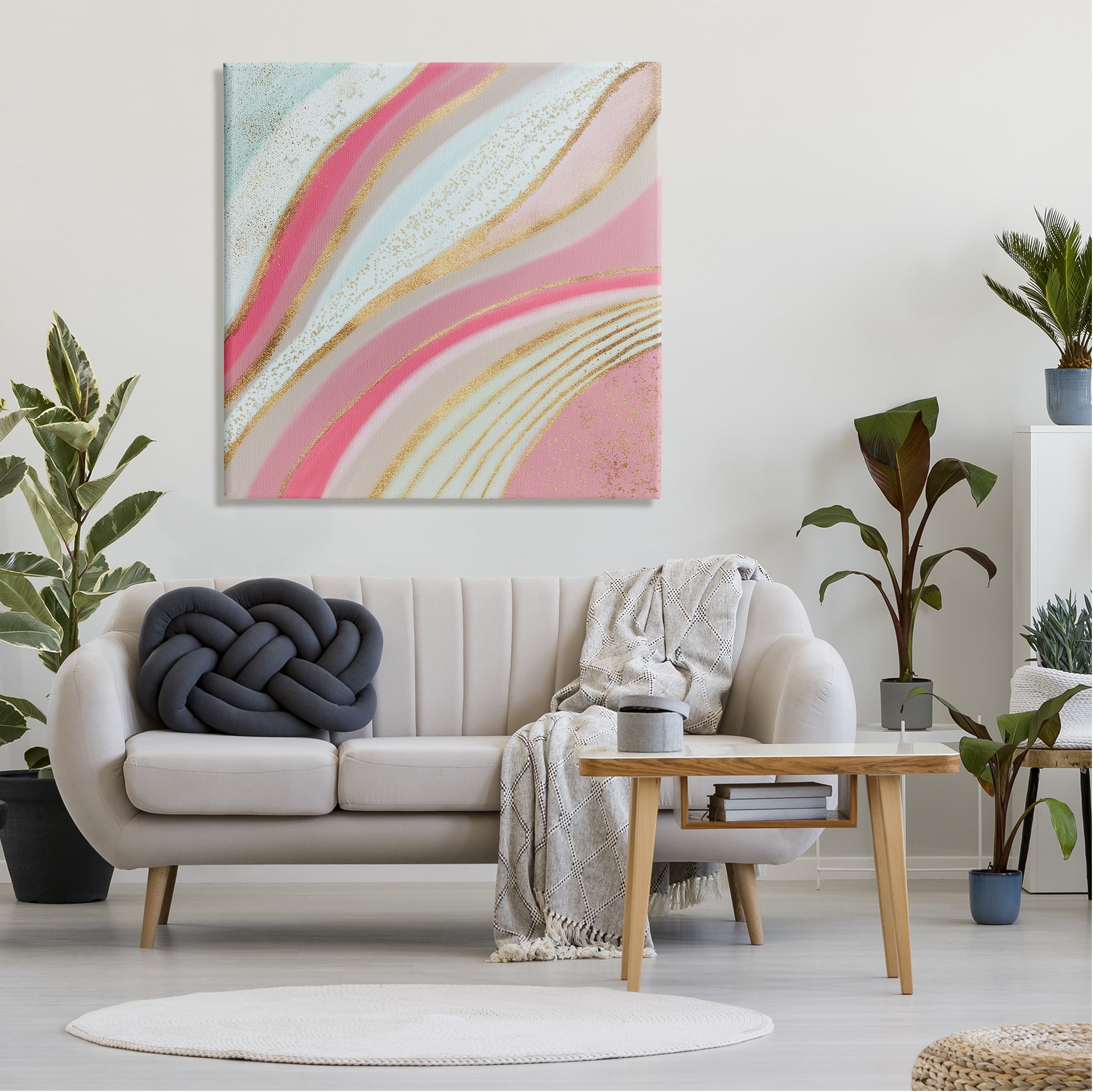 Stupell Industries Pink & Glam Waves Abstract Painting Gallery Wrapped Canvas Art Print Wall Art, 36 x 36