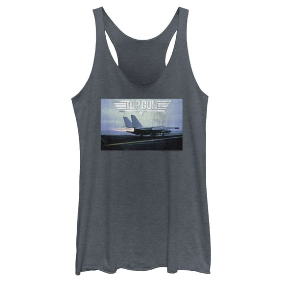 Women's Top Gun Fighter Jet Ready for Takeoff Distressed  Racerback Tank Top