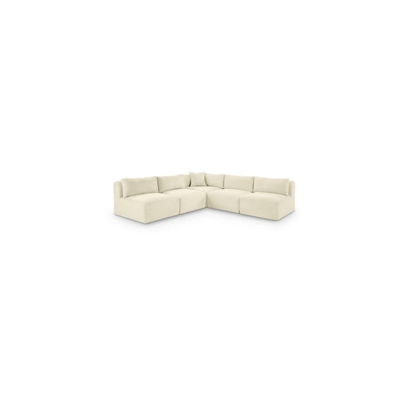 Meridian Furniture 5-Piece Cream Corduroy Performance Fabric Modular Sectional