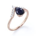 thumbnail image 3 of Pear Cut Lab-Created Blue Sandstone and Diamond Nestled Engagement Ring in 925 Sterling Silver – Elegant Jewelry for Her, Unique Bridal Ring, 3 of 6