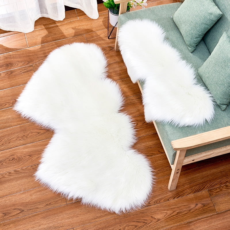 3FT Large Shaggy Soft Faux Fur Wool Sheepskin Rug Long Anti-Slip Floor Mat White