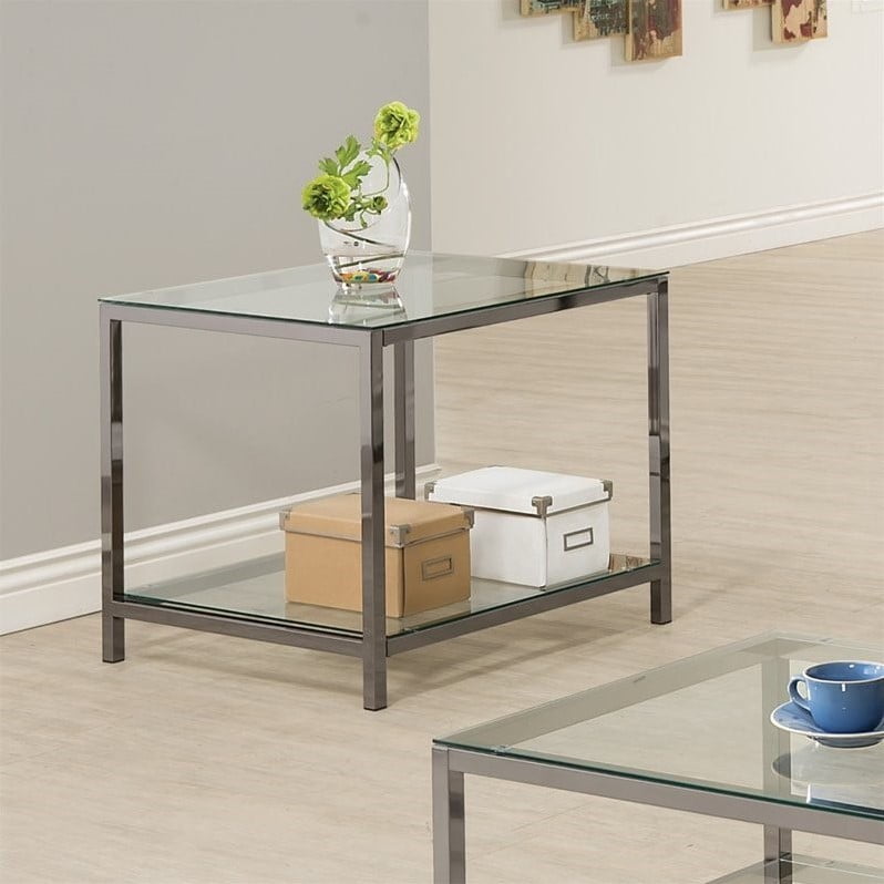 Coaster Metal And Glass End Table In Black Nickel