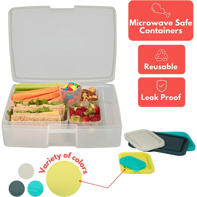 Bentology Bento Lunch Box Set w/ 5 Inner Removable Containers, Leak Proof,  Food Prep & Snack Packing Compartments - Stackable, Microwave Safe Nesting