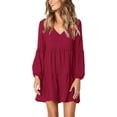 thumbnail image 1 of Vestido túnica de verano para mujer, escote en V, vestidos casuales fluidos y holgados, 1 of 7