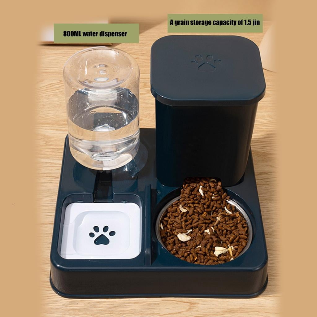 Giaone 2IN1 Dog Feeder Food Bowl Automatic Water Dispenser for Daily Watering Feeding