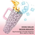 thumbnail image 5 of 40 Oz Leopard Cheetah Animal Print Tumbler with Handle & Straw - Leakproof Travel Mug & Water Bottle, BPA-Free, Ideal Gift for Women (Pink Accents), 5 of 6