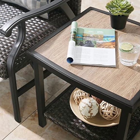 Ulax furniture Outdoor Patio Side Table with Lower Shelf