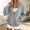 thumbnail image 2 of jjayotai Womens V Neck Button down Cardigan Sweatshirt Oversized Long Sleeve Open Front Loose Fitted Jacket with Pockets, 2 of 6